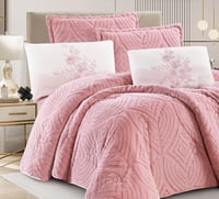 مفرش سرير روان شتوي فرو مع مخمل مفرد ونص 4 قطع ورد...