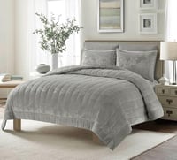 مفرش شتوي فيلد كريست فرو مخملي – مزدوج 6 قطع رمادي