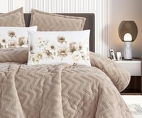 مفرش سرير سديم شتوي فرو مزدوج 6 قطع بيج غامق