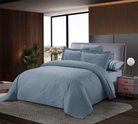 مفرش سرير صيفي كانون قطن 100 % مزدوج 6 قطع - ازرق...