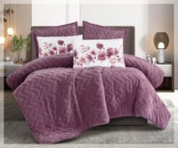 مفرش سرير سديم شتوي فرو مفرد ونص 4 قطع موف غامق