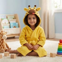 روب أطفال قطن 100% ناعم ومريح بقبعة الزرافة