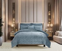 مفرش شتوي فلانيل مشجر محفور سماوي رمادي كانون مزدو...