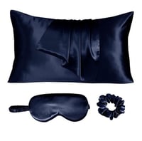 بكج غطاء مخدة حرير طبيعي نقي 3 قطع - كحلي