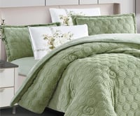 مفرش سرير توق شتوي فرو مزدوج 6 قطع - اخضر