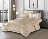 مفرش شتوي انجا فلانيل كانون مزدوج 6 قطع بيج فاتح