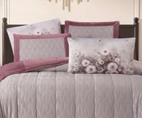 مفرش سرير جليلة الحراري شتوي مخمل مزدوج 6 قطع رماد...