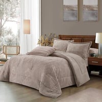 مفرش شتوي مخمل فلانيل جاكار بورن كانون مزدوج بني ف...