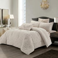 مفرش شتوي كانون جاكار شيربا مزدوج 6 قطع - ابيض رمل...