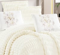 مفرش سرير مها شتوي فرو مع مخمل مزدوج 6 قطع سكري