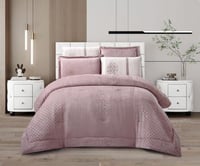 مفرش شتوي لندن فلانيل كانون مفرد ونص 4 قطع وردي