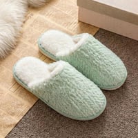 شبشب شتوي منزلي فرو الأرنب فاخر - اخضر فاتح