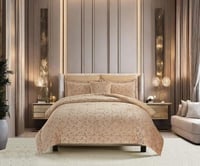 مفرش شتوي فلانيل مشجر محفور بيج غامق كانون مزدوج 7...