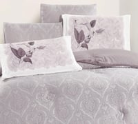 مفرش صيفي ناهد مزدوج رمادي 6 قطع فاخرة