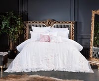 مفرش عرائس نيارة قطن 100% تطريز ورد 10 قطع ابيض مط...