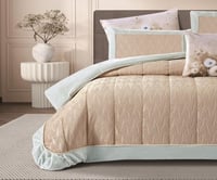 مفرش سرير جليلة الحراري شتوي مخمل مزدوج 6 قطع بيج...