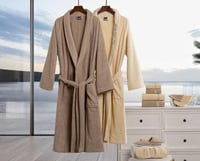 طقم ارواب ومناشف حمام 12 قطعة قطن 100% بني وبيج