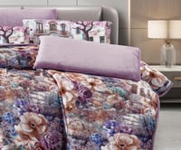 مفرش سرير شهلا شتوي فلانيل مشجر مزدوج 6 قطع بنفسجي...