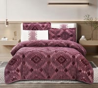 مفرش سرير طويق شتوي فرو مع مخمل مفرد ونص 4 قطع عنا...