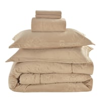 مفرش سرير هفين كانون شتوي مخمل مزدوج 6 قطع-بيج غام...