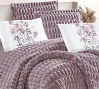 مفرش شتوي مها فرو مع مخمل مفرد ونص 4 قطع موف