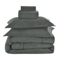 مفرش هفين كانون شتوي مخمل مزدوج 6 قطع-رصاصي غامق