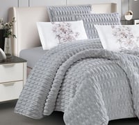 مفرش سرير مها شتوي فرو مع مخمل مزدوج 6 قطع رمادي