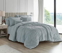 مفرش سرير صيفي كانون قطن 100% مزدوج 10 قطع - ازرق