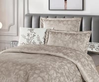 مفرش شتوي انجا فلانيل كانون مزدوج 6 قطع بيج غامق