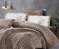 مفرش سرير تيكوما شتوي مخمل مزدوج 6 قطع - بيج غامق