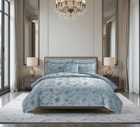 مفرش شتوي فلانيل كانون مزدوج كينغ 7 قطع رمادي فاتح