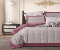 مفرش سرير جليلة الحراري شتوي مخمل مزدوج 6 قطع رماد...