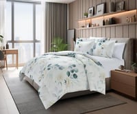 مفرش كانون فندقي قطن - بيج مشجر مزدوج 6 قطع