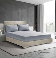 شرشف فندقي كانون 3 قطع مطاط أزرق