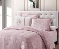 مفرش شتوي لندن فلانيل كانون مزدوج 6 قطع وردي