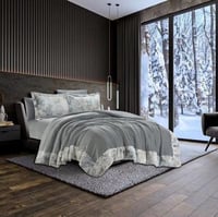 مفرش سرير شتوي كانون فلانيل مزدوج 6 قطع - رمادي غا...