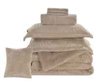 مفرش شتوي فلانيل محفور كانون مزدوج 7 قطع بني فاتح