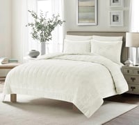 مفرش شتوي فيلد كريست فرو مخملي – مزدوج 6 قطع كريمي