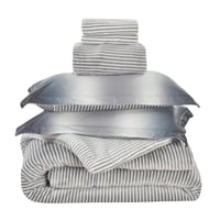 مفرش يوني كانون مقلم شتوي مخمل مزدوج 6 قطع-رمادي غ...