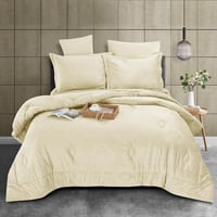 مفرش سرير هفين كانون شتوي مخمل مزدوج 6 قطع-كريمي