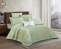 مفرش سرير صيفي روشين جاكار مزدوج طقم 7 قطع - اخضر...