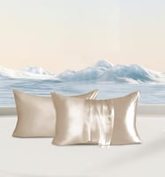 2 غطاء مخدة حرير طبيعي نقي - بيج ذهبي