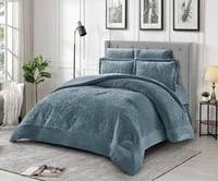 مفرش سرير شتوي كانون فلانيل جاكار مزدوج 6 قطع رماد...