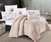 مفرش سرير شهريار شتوي فلانيل مفرد ونص 4 قطع بيج