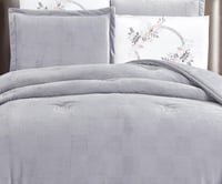 مفرش سرير عهود شتوي مخمل مفرد ونص 4 قطع - رمادي