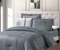 مفرش شتوي لندن فلانيل كانون مفرد ونص 4 قطع رصاصي غ...