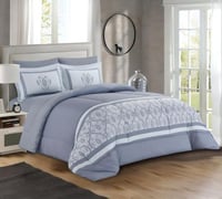 مفرش صيفي فلانتيني مزدوج 6 قطع - ازرق فاتح