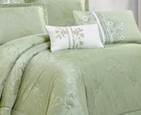 مفرش سرير صيفي روشين جاكار مزدوج طقم 7 قطع - اخضر...