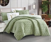 مفرش سرير توق شتوي فرو مفرد ونص 4 قطع - اخضر