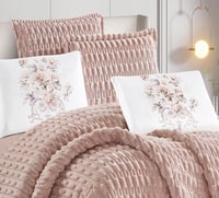 مفرش شتوي مها فرو مع مخمل مفرد ونص 4 قطع وردي